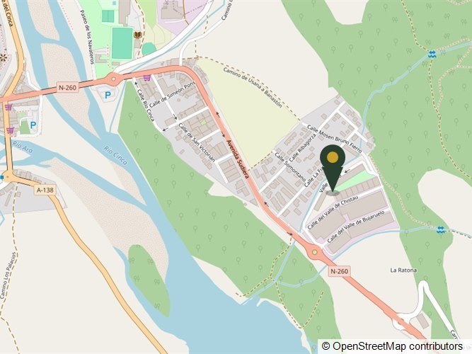 Mapa de la zona de Aínsa con la ubicación del apartamento, en la calle Valle de Vió